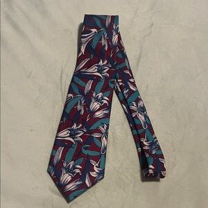 Ferrell Reed Floral Burgundy and Teal Men's Tie